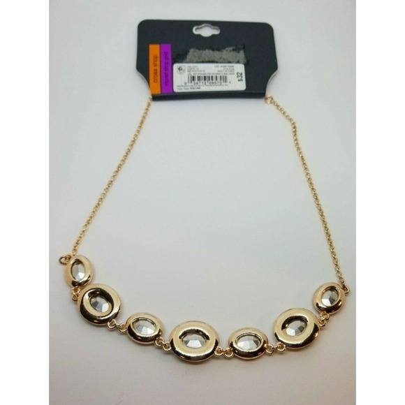 New Necklace Monet Gold Faux Amber & Rhinestones - Picture 3 of 3